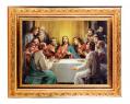  THE LAST SUPPER IN A FINE DETAILED SCROLL CARVINGS ANTIQUE GOLD FRAME 